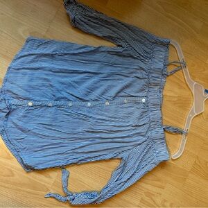 Iz Byer Blue and White Striped Top